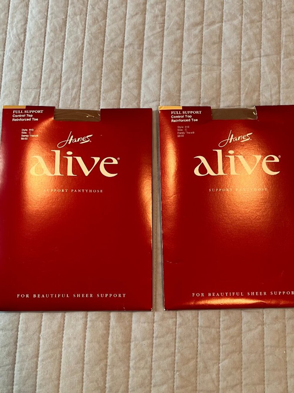 2 Hanes Alive Full Support Control Top Pantyhose - New, Size C